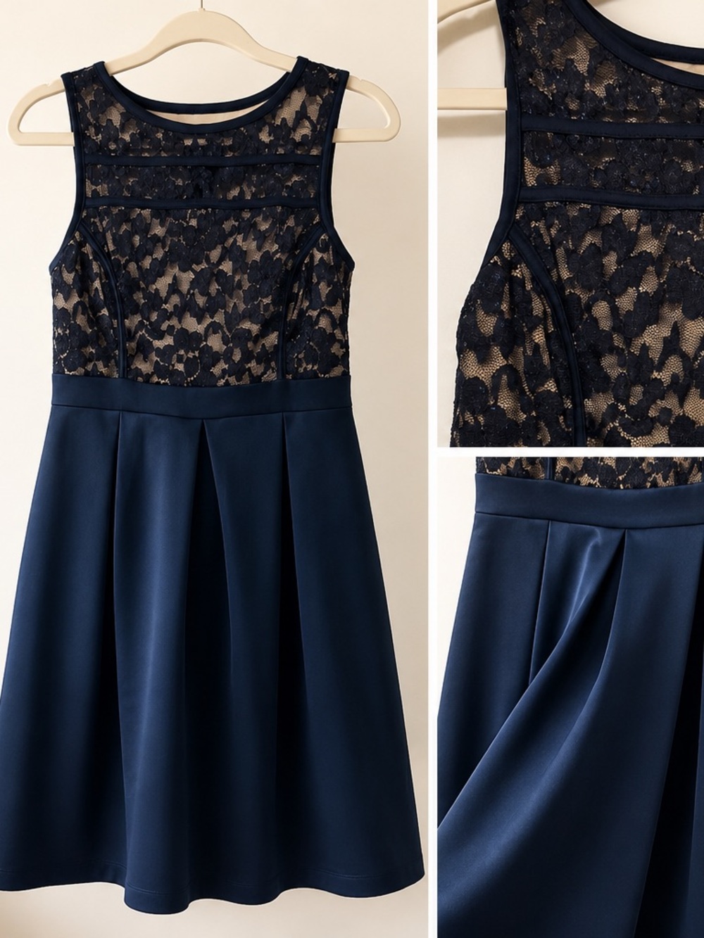 Enfocus Studio Navy Lace Fit & Flare Cocktail Dress – Size 4 NWOT